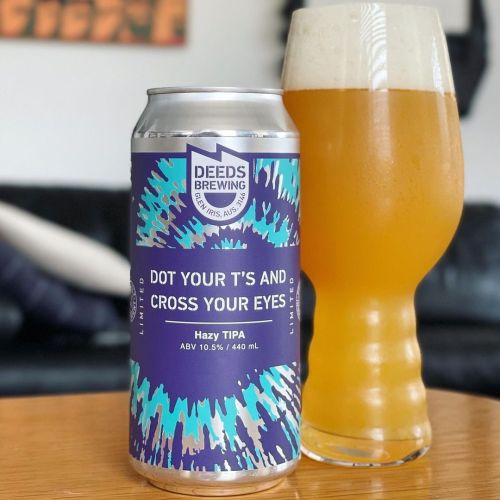 Deeds Brewing Dot Your T’s and Cross Your Eyes Hazy TIPA 440ml Can
