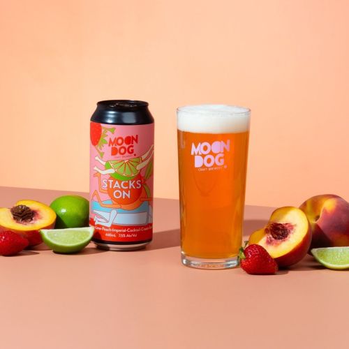 Moon Dog Stacks On Strawberry, Lime and Peach Imperial Cocktail Cream Sour 440ml Can