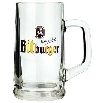 Bitburger 500ml Glass Beer Mug
