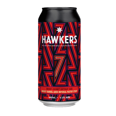 Hawkers Seven Birthday Whisky Barrel Aged Imperial Pastry Stout with Cherry & Coconut 440ml Can