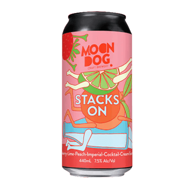 Moon Dog Stacks On Strawberry, Lime and Peach Imperial Cocktail Cream Sour 440ml Can