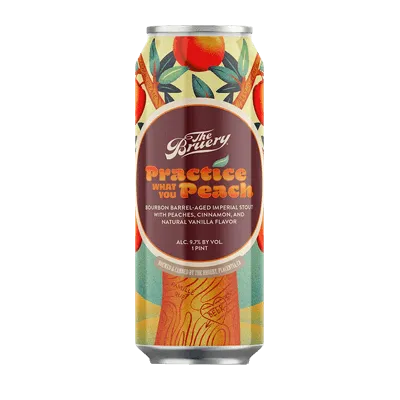 The Bruery Practice What You Peach Bourbon Barrel-Aged Imperial Stout with Peaches, Cinnamon, and Natural Vanilla Flavor 473ml Can