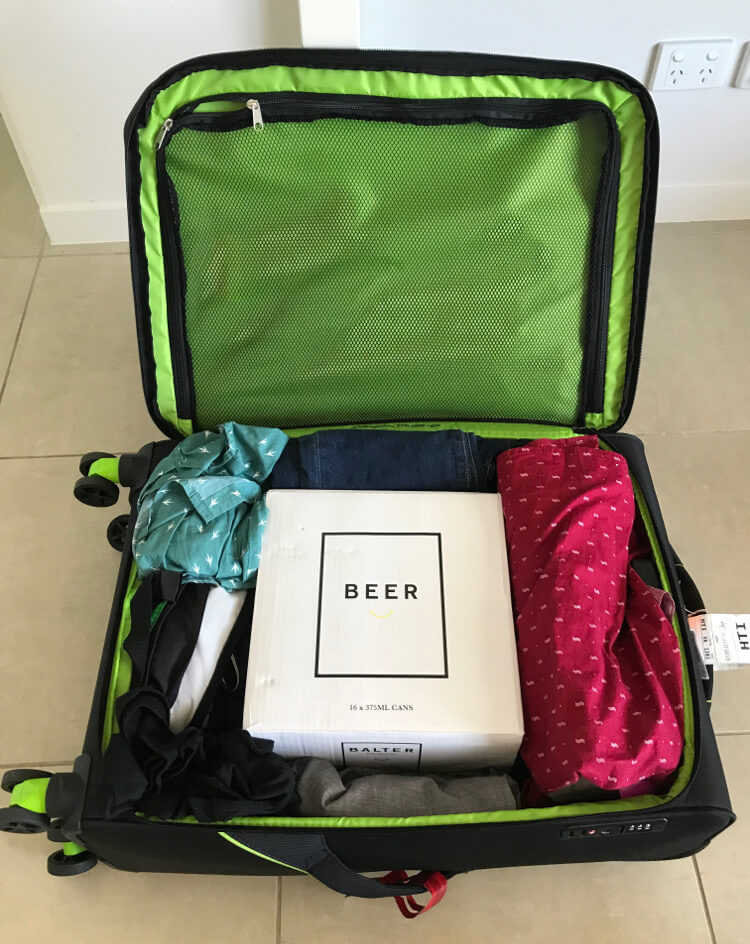 Beer Pack In Suitcase For Hamilton Island